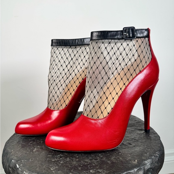 Christian Louboutin Resillisma NWT 100 KID/Resille Brode Red and Black Mesh Herl - Picture 9 of 9